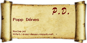 Popp Dénes névjegykártya